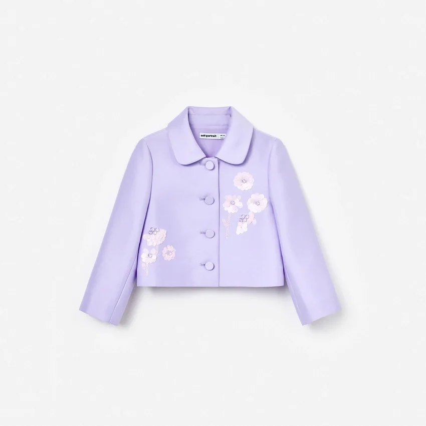 Lilac Taffeta Sequin Embellished Jacket Lilac Taffeta Sequin Embellished Jacket