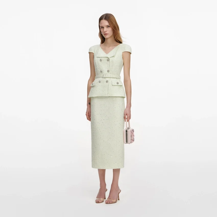 Lime Boucle Midi Dress Lime Boucle Midi Dress
