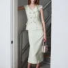 Lime Boucle Midi Dress Lime Boucle Midi Dress
