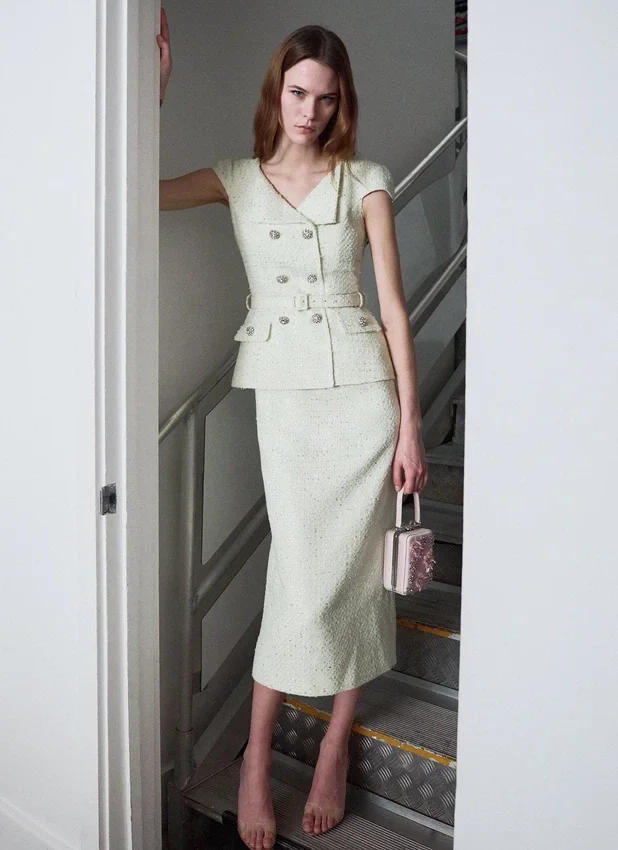 Lime Boucle Midi Dress Lime Boucle Midi Dress