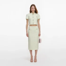 Lime Boucle Midi Skirt
