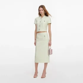 Lime Boucle Midi Skirt