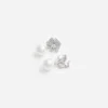 Mini Crystal Flower Pearl Earrings Mini Crystal Flower Pearl Earrings