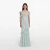 Mint Embroidered Georgette Maxi Dress Mint Embroidered Georgette Maxi Dress