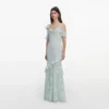 Mint Embroidered Georgette Maxi Dress Mint Embroidered Georgette Maxi Dress