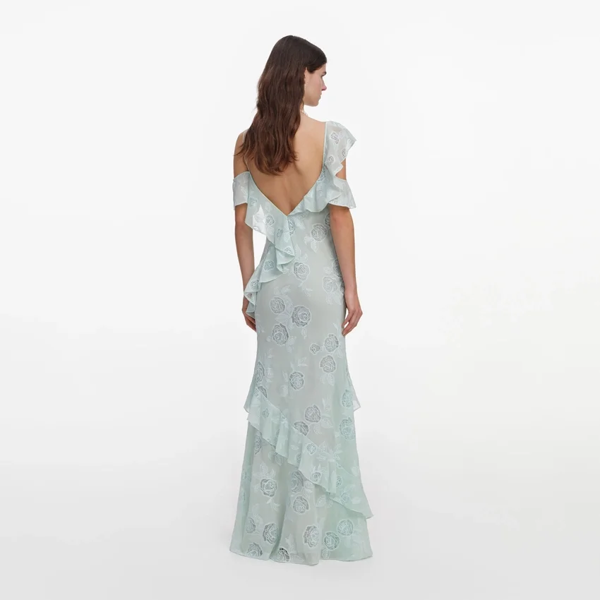 Mint Embroidered Georgette Maxi Dress Mint Embroidered Georgette Maxi Dress