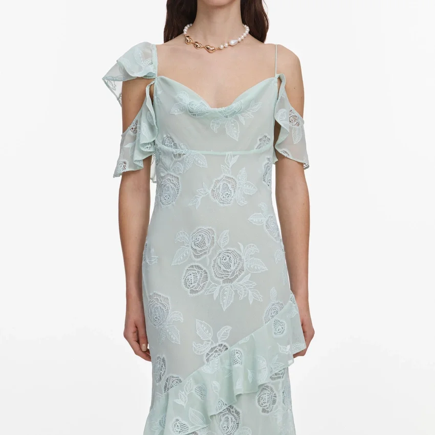 Mint Embroidered Georgette Maxi Dress Mint Embroidered Georgette Maxi Dress