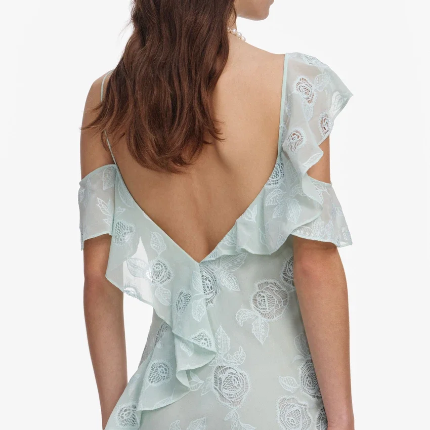Mint Embroidered Georgette Maxi Dress Mint Embroidered Georgette Maxi Dress