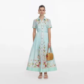 Mint Floral Organza Midi Dress Mint Floral Organza Midi Dress