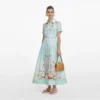 Mint Floral Organza Midi Dress Mint Floral Organza Midi Dress