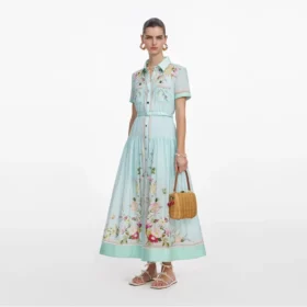Mint Floral Organza Midi Dress Mint Floral Organza Midi Dress