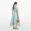 Mint Floral Organza Midi Dress Mint Floral Organza Midi Dress