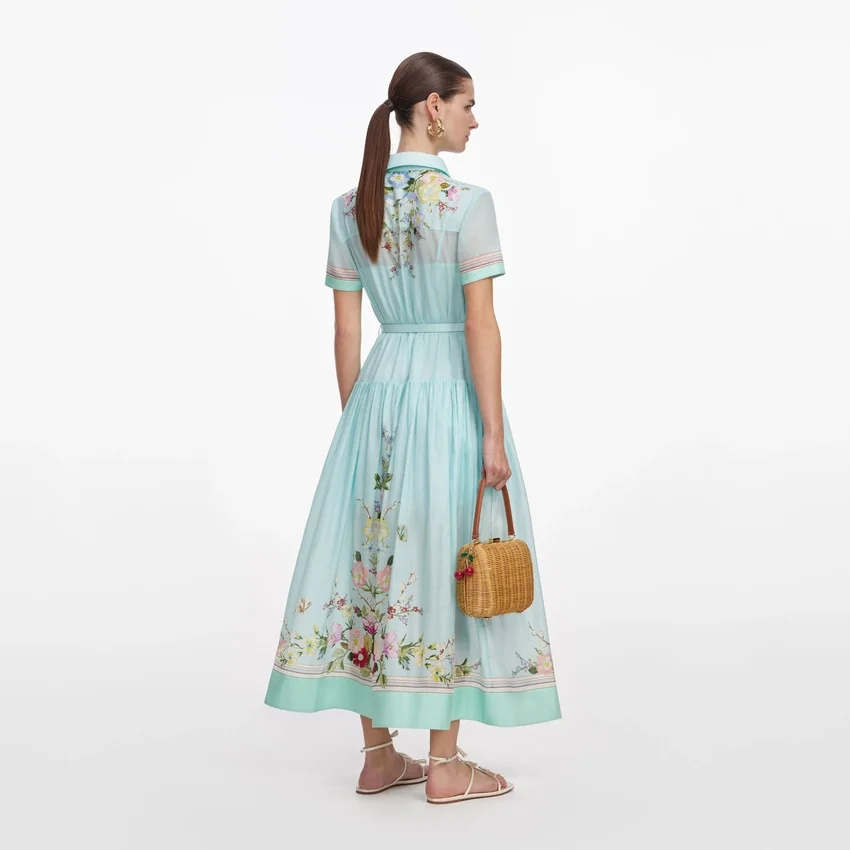 Mint Floral Organza Midi Dress Mint Floral Organza Midi Dress