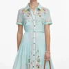 Mint Floral Organza Midi Dress Mint Floral Organza Midi Dress