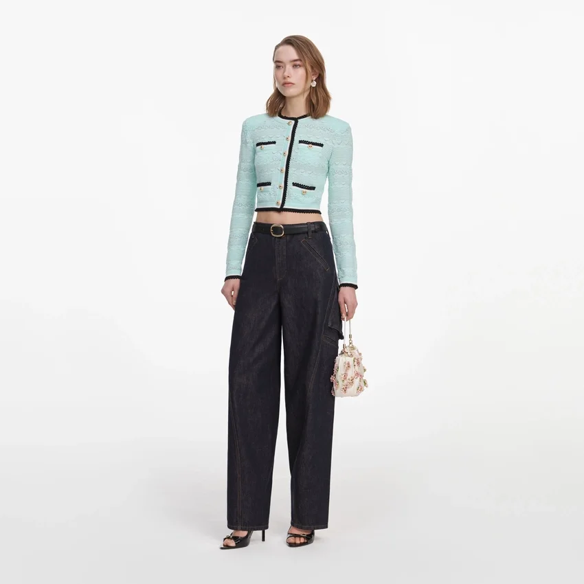 Mint Pointelle Knit Cardigan Mint Pointelle Knit Cardigan