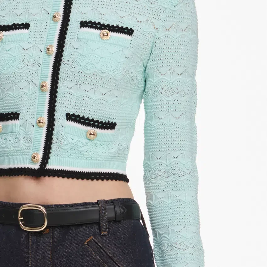 Mint Pointelle Knit Cardigan Mint Pointelle Knit Cardigan