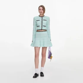 Mint Pointelle Knit Mini Skirt Mint Pointelle Knit Mini Skirt