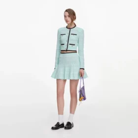 Mint Pointelle Knit Mini Skirt Mint Pointelle Knit Mini Skirt