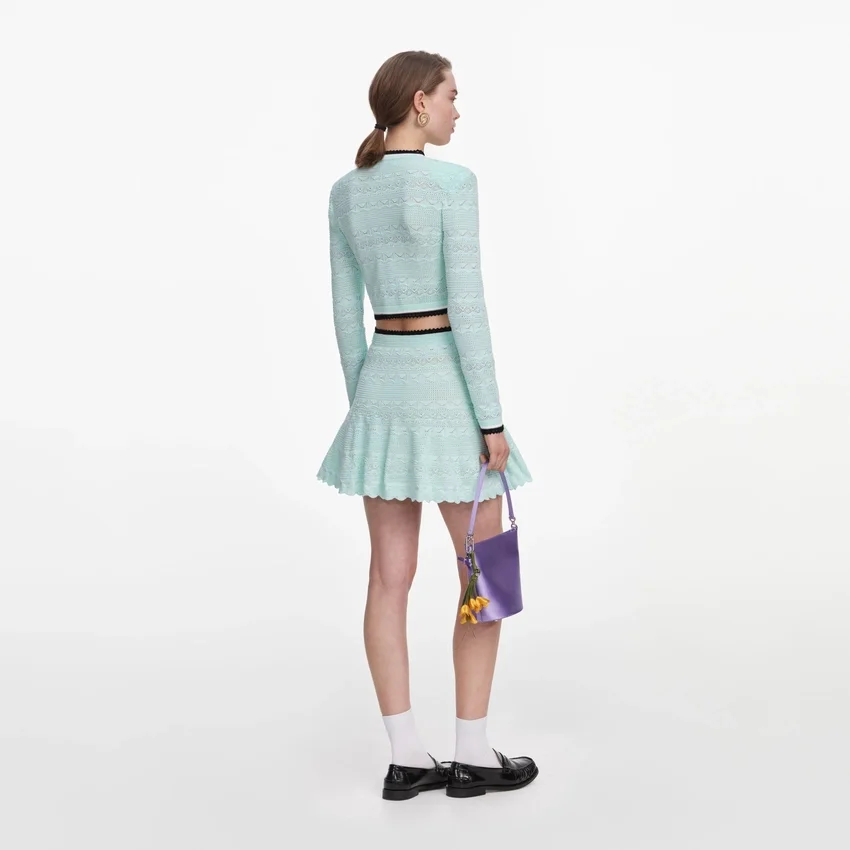 Mint Pointelle Knit Mini Skirt Mint Pointelle Knit Mini Skirt
