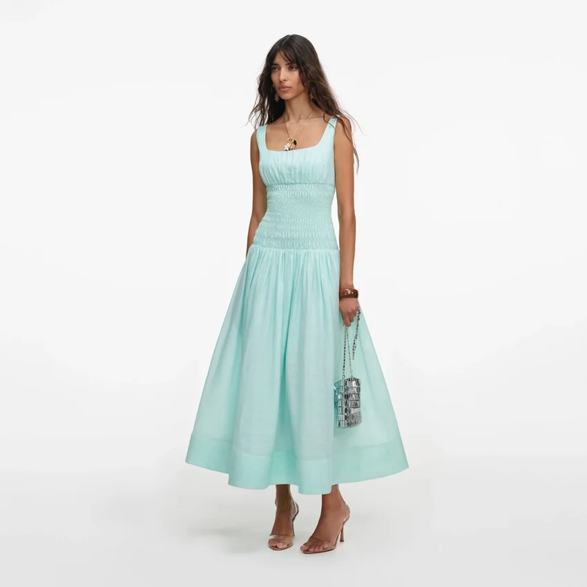 Mint Ramie Midi Dress Mint Ramie Midi Dress
