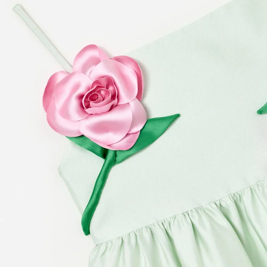 Mint Taffeta 3D Flower Dress Mint Taffeta 3D Flower Dress