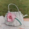 Mint Taffeta 3D Flower Pouch Bag Mint Taffeta 3D Flower Pouch Bag