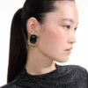 Mottled Gold Black Earrings