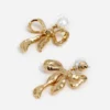 Mottled Gold Bow Earrings