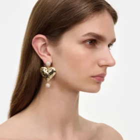 Mottled Gold Heart Crystal Earring