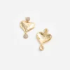 Mottled Gold Heart Crystal Earring Mottled Gold Heart Crystal Earring