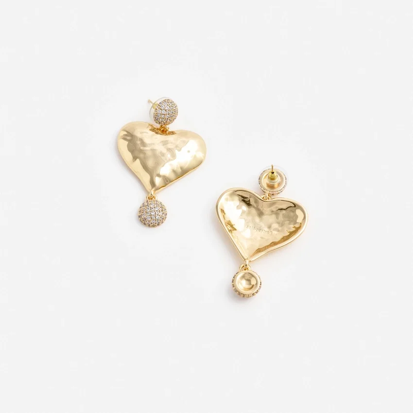 Mottled Gold Heart Crystal Earring Mottled Gold Heart Crystal Earring