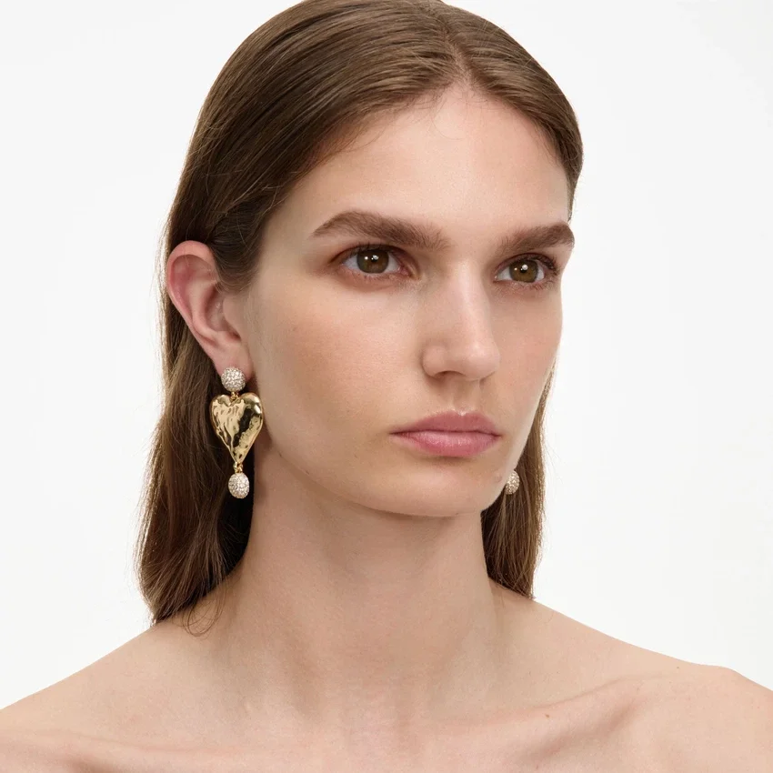 Mottled Gold Heart Crystal Earring Mottled Gold Heart Crystal Earring