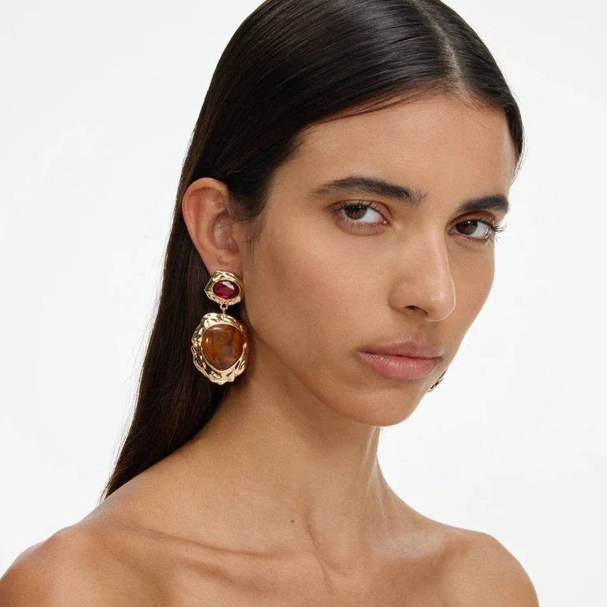 Mottled Gold Multi Tiered Earrings Mottled Gold Multi Tiered Earrings