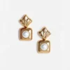 Mottled Gold Pearl Tiered Earrings Mottled Gold Pearl Tiered Earrings