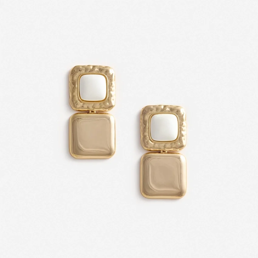 Mottled Gold Pearl Tiered Earrings Mottled Gold Pearl Tiered Earrings