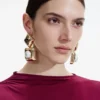 Mottled Gold Pearl Tiered Earrings Mottled Gold Pearl Tiered Earrings