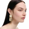 Mottled Gold Pearl Tiered Earrings Mottled Gold Pearl Tiered Earrings