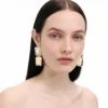 Mottled Gold Pearl Tiered Earrings Mottled Gold Pearl Tiered Earrings