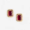 Mottled Gold Red Earrings