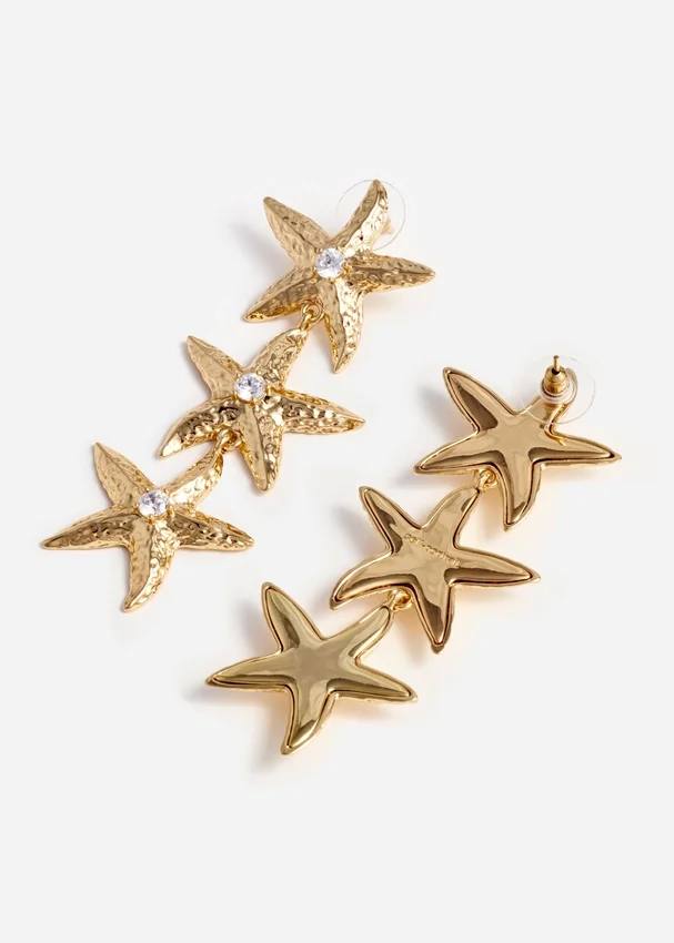 Mottled Gold Sea Star Earrings Mottled Gold Sea Star Earrings