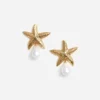Mottled Gold Sea Star Pearl Earrings Mottled Gold Sea Star Pearl Earrings