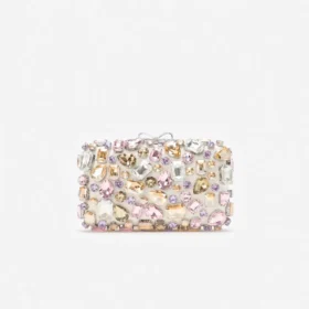 Multi Crystal Embellished Clutch Bag