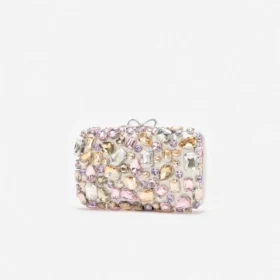 Multi Crystal Embellished Clutch Bag