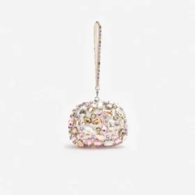 Multi Crystal Embellished Top Handle Clutch Bag