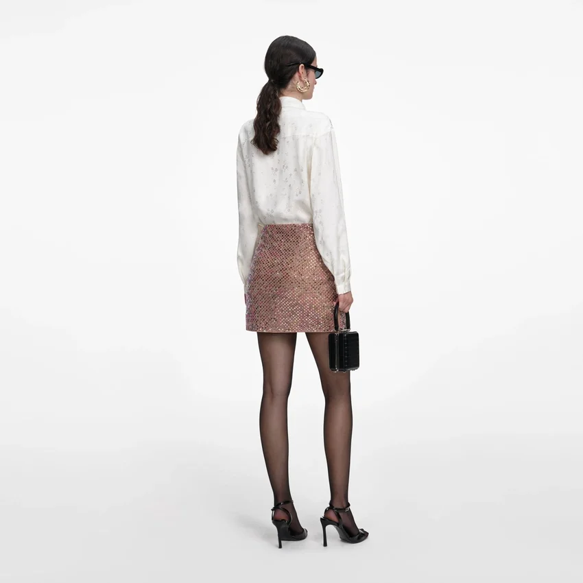 Multi Rhinestone Fishnet Mini Skirt Multi Rhinestone Fishnet Mini Skirt