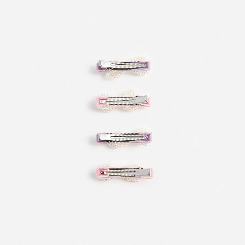 Multi Velvet Pearl Bow Hairclips Multi Velvet Pearl Bow Hairclips