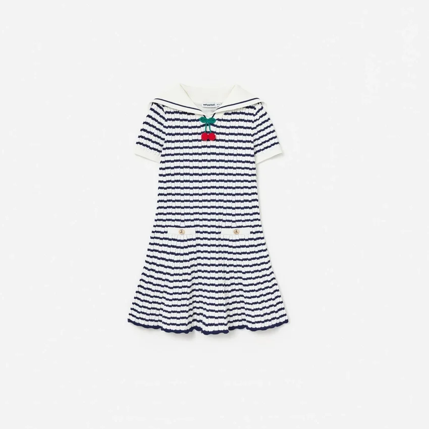 Navy And Cream Stripe Knitted Dress Navy And Cream Stripe Knitted Dress