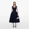Navy Boucle Midi Dress Navy Boucle Midi Dress