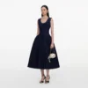 Navy Boucle Midi Dress Navy Boucle Midi Dress