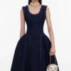 Navy Boucle Midi Dress Navy Boucle Midi Dress